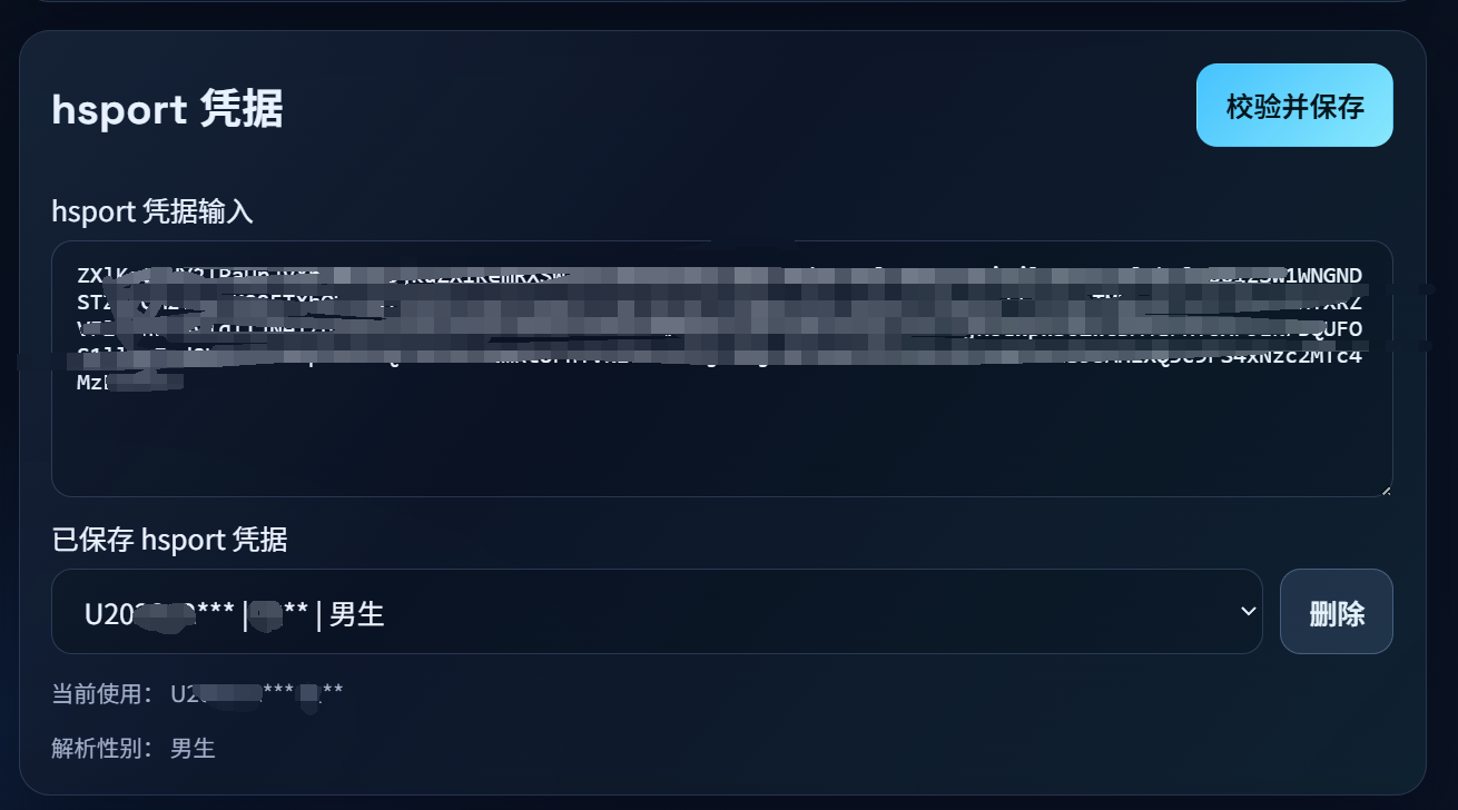 hsport 查询页面示意图